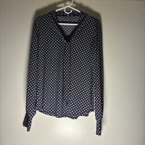 Black Long Sleeve Patterned Adrianna Papell Blouse M